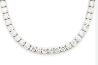 LADIES 4P TENNIS NECKLACE 8.00CT ROUND DIAMOND 14K WHITE GOLD