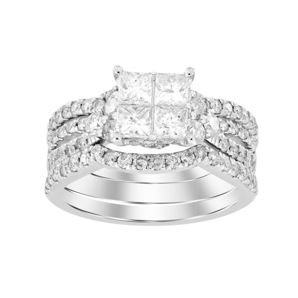 LADIES BRIDAL SET 2.00CT ROUND/PRINCESS 14K WHITE  GOLD