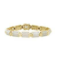 MEN'S BRACELET 2.50CT ROUND DIAMOND 10K YELLOW GOLD