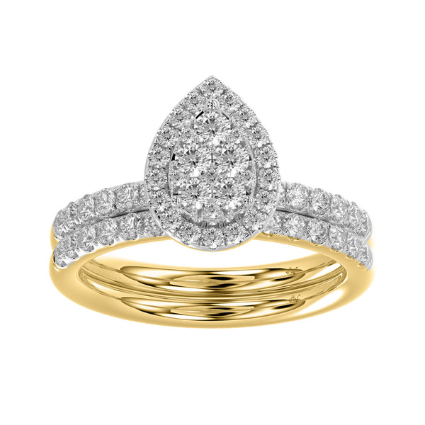 LADIES BRIDAL SET 1.00CT ROUND DIAMOND 14K YELLOW GOLD