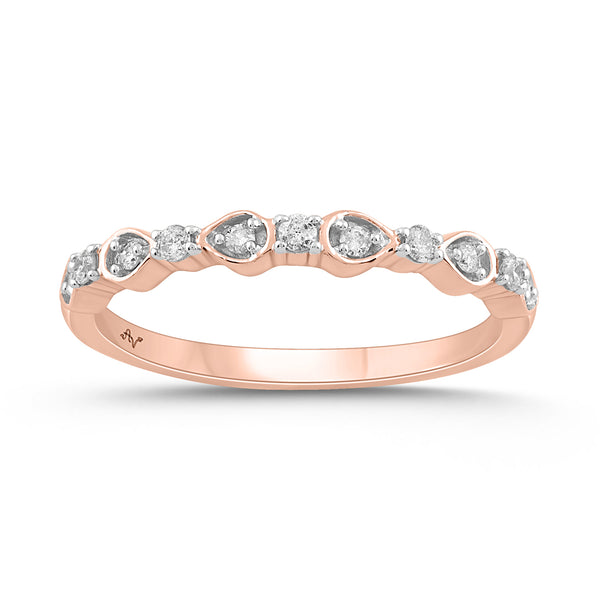 LADIES  BAND 0.15CT ROUND DIAMOND 14K ROSE GOLD