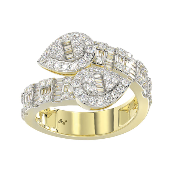 LADIES RING 1.00CT ROUND/BAGUETTE DIAMOND 14K YELLOW GOLD