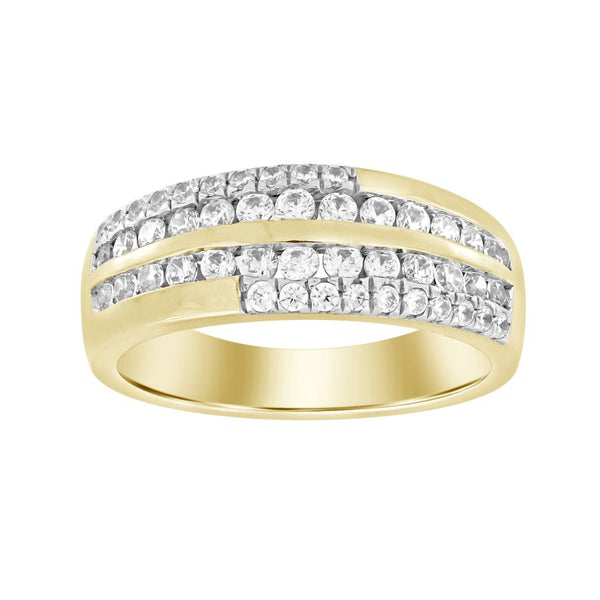 MEN'S BAND 1.00CT ROUND DIAMOND 14K YELLOW GOLD (SI QUALITY)