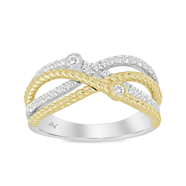 LADIES RING 0.33CT ROUND DIAMOND 10K WHITE/YELLOW GOLD