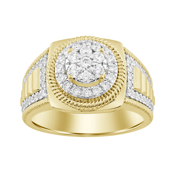 MEN'S  RING 1.00CT ROUND DIAMOND 10K YELLOW GOLD