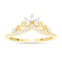 LADIES RING 0.25CT ROUND/MARQUISE DIAMOND 14K YELLOW GOLD