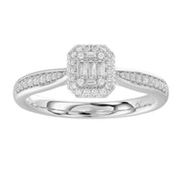 LADIES RING 0.25CT ROUND/BAGUETTE DIAMOND 14K WHITE GOLD (SI QUALITY)