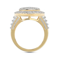 LADIES RING 1.00CT ROUND/BAGUETTE DIAMOND 10K YELLOW GOLD