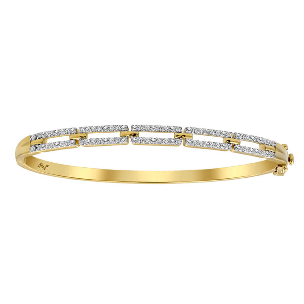 LADIES BANGLE 0.75CT ROUND DIAMOND 14K YELLOW GOLD