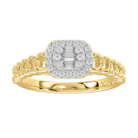 LADIES  RING 0.20CT ROUND/BAGUETTE DIAMOND 14K YELLOW GOLD (SI QUALITY)