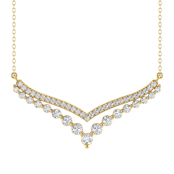 LADIES NECKLACE 0.50CT ROUND DIAMOND 14K YELLOW GOLD