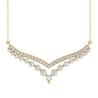 LADIES NECKLACE 0.50CT ROUND DIAMOND 14K YELLOW GOLD