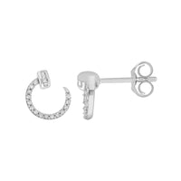 LADIES EARRINGS 0.25CT ROUND/BAGUETTE DIAMOND 14K WHITE GOLD