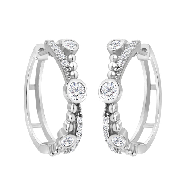 LADIES  EARRINGS 0.50CT ROUND DIAMOND 14K WHITE GOLD