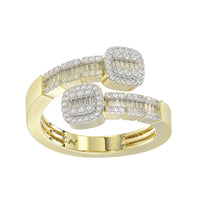 LADIES RING 0.50CT ROUND/BAGUETTE DIAMOND 14K YELLOW GOLD