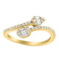 LADIES RING 0.33CT ROUND/BAGUETTE DIAMOND 14K YELLOW GOLD