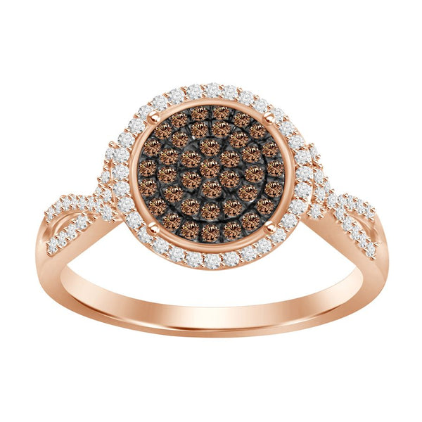 LADIES RING 0.40CT ROUND DARK BROWN DIAMOND 14K ROSE GOLD (SI QUALITY)