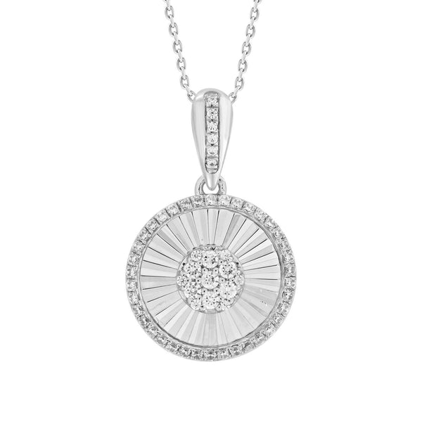 LADIES PENDANT WITH CHAIN 0.25CT ROUND DIAMOND 14K WHITE GOLD