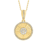 LADIES  PENDANT WITH CHAIN 0.25CT ROUND DIAMOND 14K YELLOW GOLD