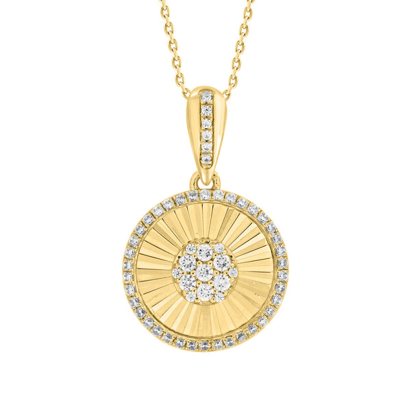 LADIES  PENDANT WITH CHAIN 0.25CT ROUND DIAMOND 14K YELLOW GOLD