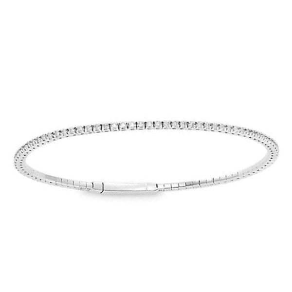 LADIES TENNIS FLEXIBLE BANGLE 0.75CT ROUND DIAMOND 14K WHITE GOLD