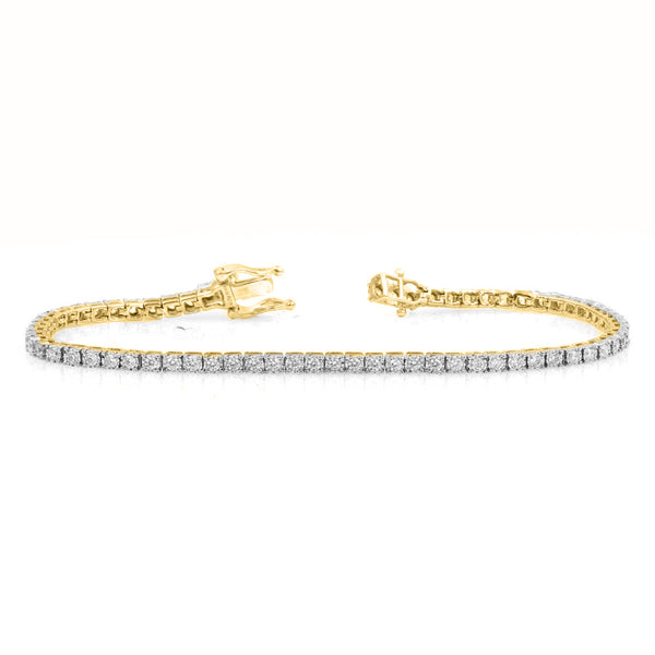 LADIES BRACELET 2.00CT ROUND DIAMOND 14K YELLOW GOLD (SI QUALITY)