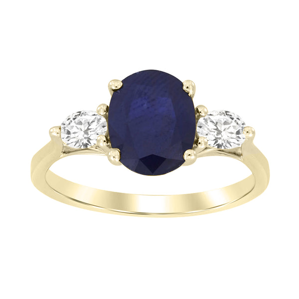 LADIES RING 2.40CT OVAL DIAMOND 14K YELLOW GOLD (CENTER STONE OVAL BLUE SAPPHIRE APPROX- 2.00CT)