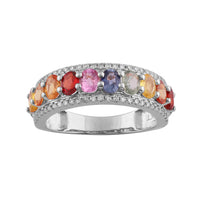 LADIES RING 2.50CT ROUND/OVAL DIAMOND 14K WHITE GOLD (COLOUR STONE MIX -2.25CT)