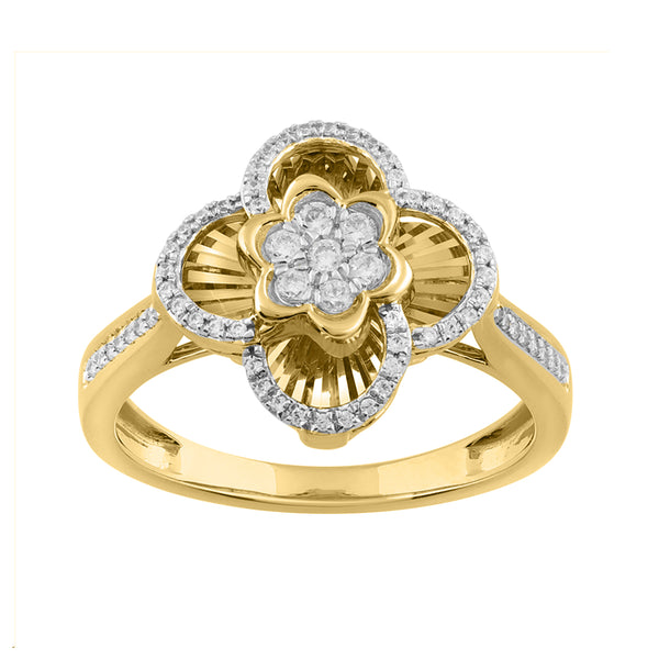 LADIES RING 0.25CT ROUND DIAMOND 14K YELLOW GOLD