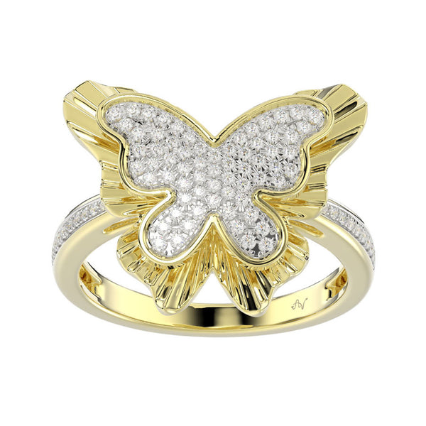 LADIES RING 0.25CT ROUND DIAMOND 14K YELLOW GOLD