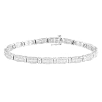 LADIES BRACELET 1.00CT ROUND/BAGUETTE DIAMOND 14K WHITE GOLD (SI QUALITY)