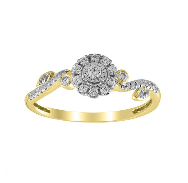 LADIES RING 0.25CT ROUND DIAMOND 14K YELLOW GOLD