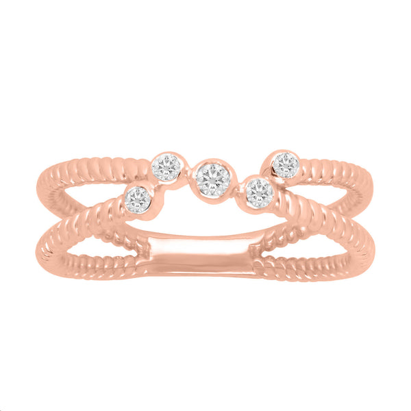 LADIES  BAND 0.08CT ROUND DIAMOND 14K ROSE GOLD