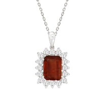 LADIES PENDANT WITH CHAIN 2.40CT ROUND/RUBY/EMERALD DIAMOND 14K WHITE GOLD (CENTER STONE EMERALD/RUBY APPROX- 2.00CT)
