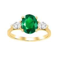 LADIES RING 2.30CT OVAL DIAMOND 14K YELLOW GOLD (CENTER STONE OVAL EMERALD APPROX- 1.90CT)