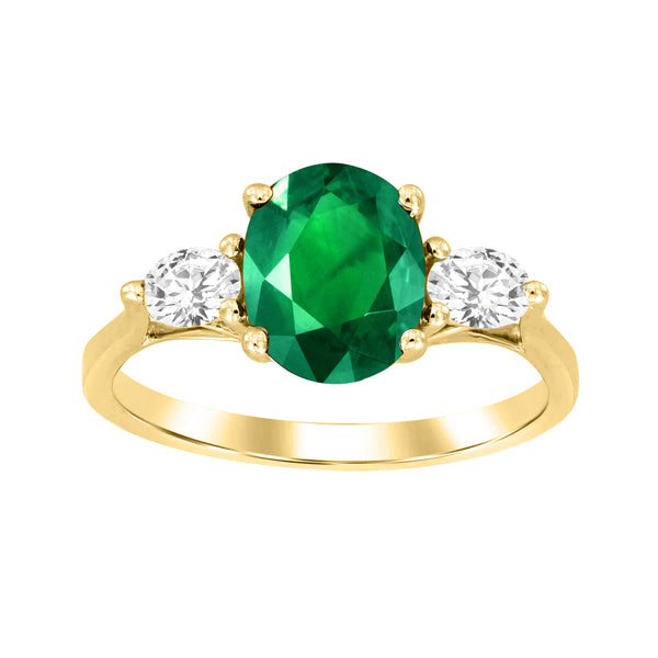 LADIES RING 2.30CT OVAL DIAMOND 14K YELLOW GOLD (CENTER STONE OVAL EMERALD APPROX- 1.90CT)