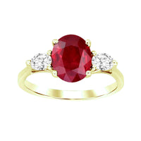 LADIES RING 2.40CT OVAL DIAMOND 14K YELLOW GOLD (CENTER STONE OVAL RUBY APPROX-2.00CT)