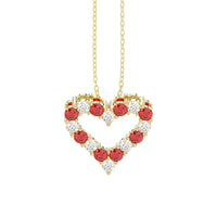 LADIES PENDANT WITH CHAIN 0.75CT ROUND/RUBY DIAMOND 14K YELLOW GOLD (CENTER STONE RUBY DIAMOND 1.62CT)
