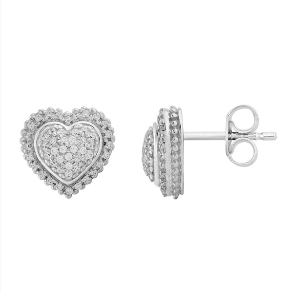 LADIES EARRING 0.25CT ROUND DIAMOND 10K WHITE GOLD