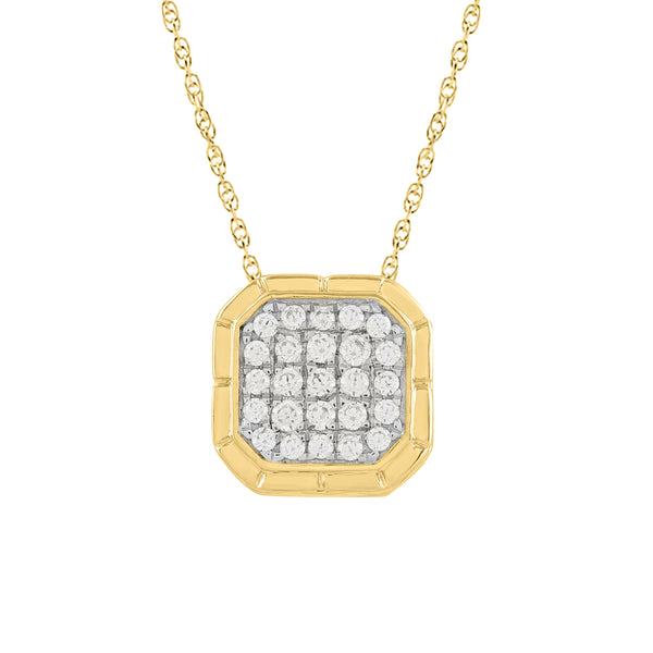 LADIES PENDANT WITH CHAIN 0.20CT ROUND DIAMOND 10K YELLOW GOLD