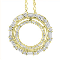 LADIES PENDANT 0.50CT BAGUETTE/ROUND DIAMOND 14K YELLOW GOLD