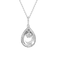 LADIES PENDANT WITH CHAIN 0.10CT ROUND DIAMOND 10K WHITE GOLD