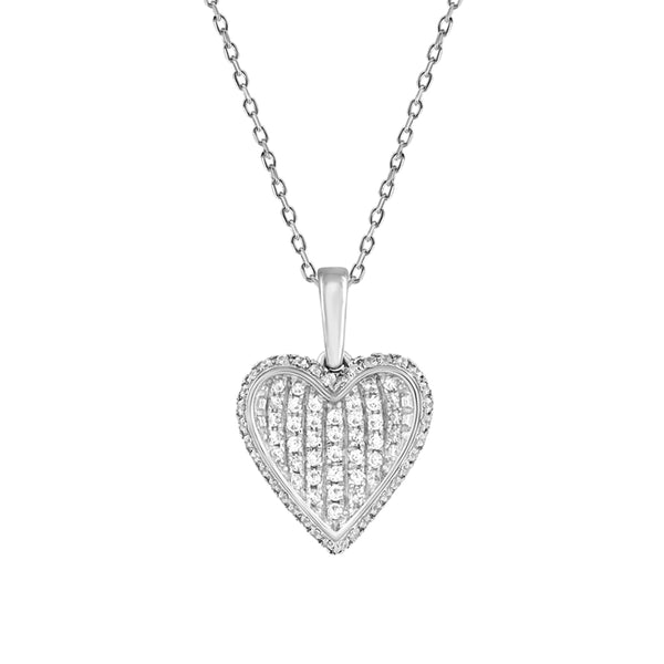 LADIES PENDANT WITH CHAIN 0.20CT ROUND DIAMOND 10K WHITE GOLD