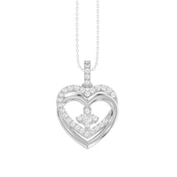 LADIES PENDANT WITH CHAIN 0.35CT ROUND DIAMOND 14K WHITE GOLD