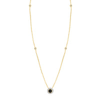 LADIES NECKLACE 0.33CT ROUND/BLACK DIAMOND 14K YELLOW GOLD