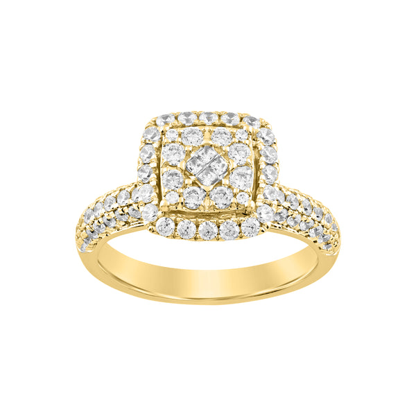 LADIES  RING 1.00CT ROUND/PRINCESS DIAMOND 14K YELLOW GOLD