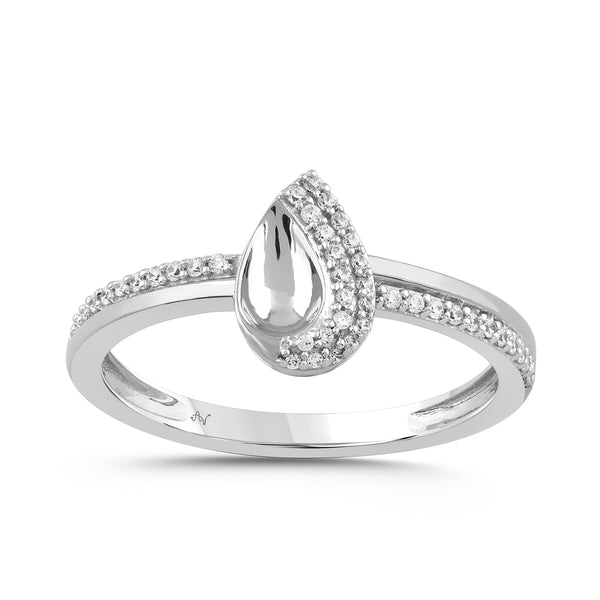 LADIES RING 0.13CT ROUND DIAMOND 10K WHITE GOLD