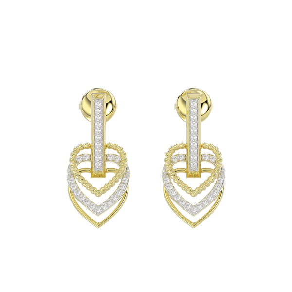 LADIES EARRINGS 0.25CT ROUND DIAMOND 14K YELLOW GOLD