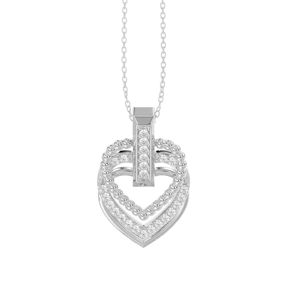 LADIES PENDANT WITH CHAIN 0.15CT ROUND DIAMOND 14K WHITE GOLD