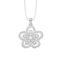 LADIES  PENDANT WITH CHAIN 0.33CT ROUND DIAMOND 14K WHITE GOLD